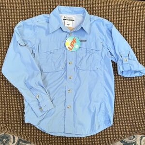 New Columbia Kids Youth Silver Ridge Hiking Blue Long Sleeve Shirt Small 7/8